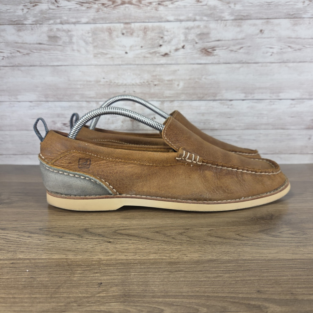 Sperry Top-Sider Mens Brown Leather Loafers Slip-On Casual Shoes Size 9